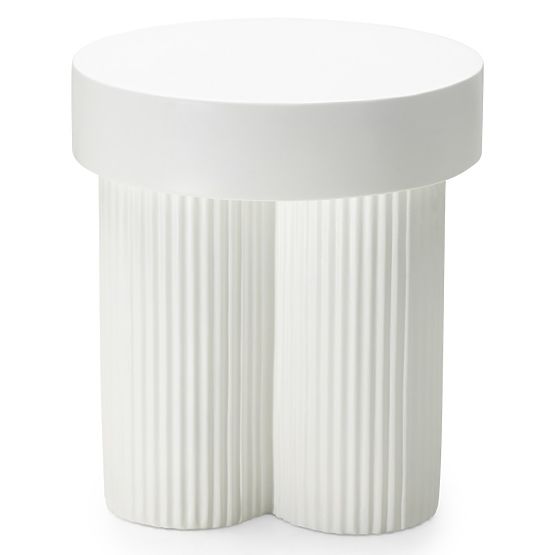 Salerno Coffee Table 45 cm, Round, White, with Grooving