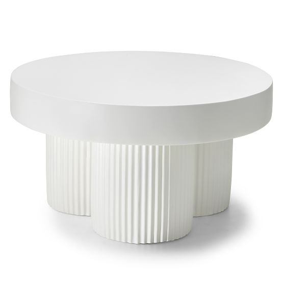 Salerno Coffee Table 70 cm, Round, White, Grooved