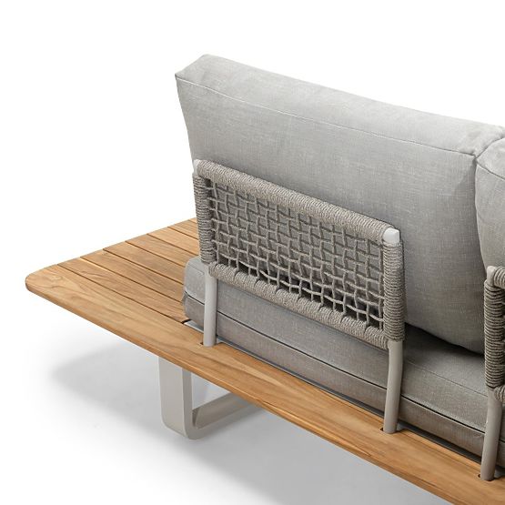 San Piero 2 Garden Corner Sofa with Table, Teak Wood FSC, Gray/Natural