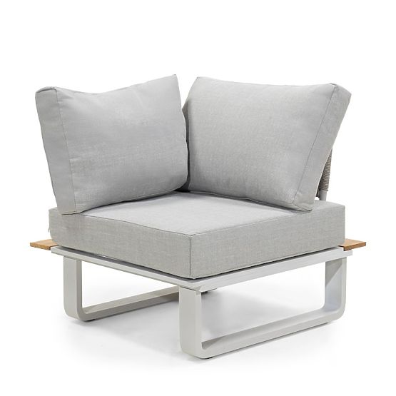 San Piero 2 Garden Corner Sofa with Table, Teak Wood FSC, Gray/Natural
