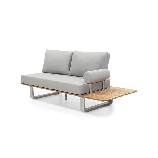 San Piero 2 Garden Corner Sofa with Table, Teak Wood FSC, Gray/Natural