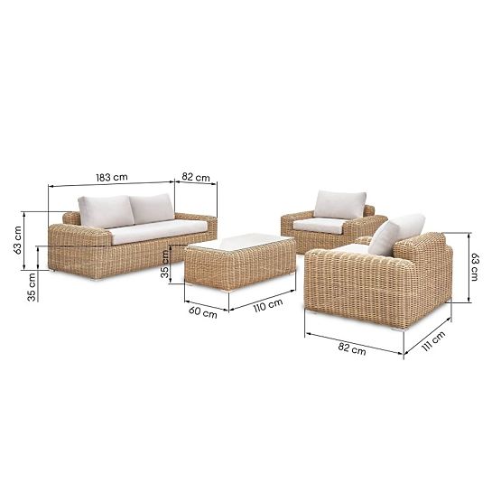 Sandy Garden Furniture Set, Technorattan, Beige