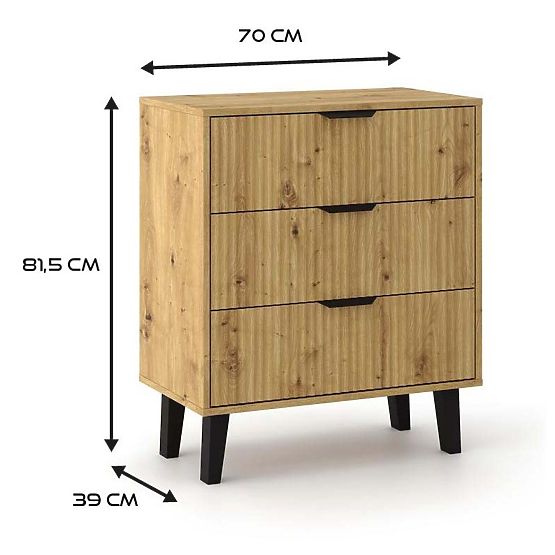 Scandi 3S SLIM ARTISAN OAK Chest of Drawers