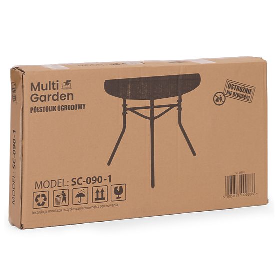 Semi-circular Glass Coffee Table for Balcony, Terrace, Patio Black MultiGarden