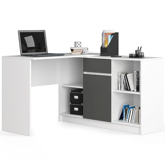 SET CLP B-17 CHEST OF DRAWERS + DESK PK WHITE / GRAY