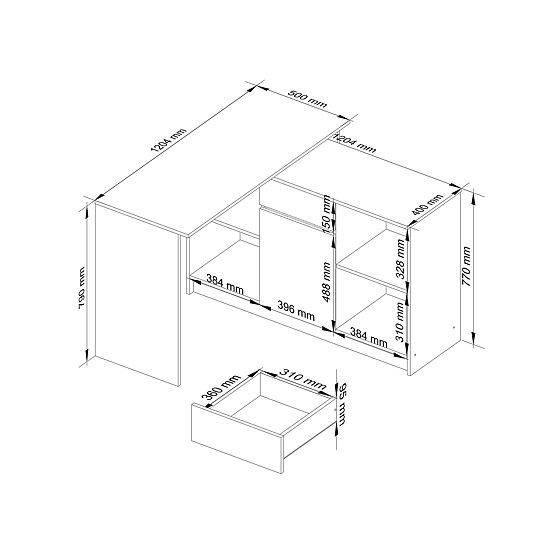 SET CLP B-17 CHEST OF DRAWERS + DESK PK WHITE / GRAY