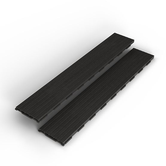 Set of 16 Ardena Composite Decking Boards in Dark Gray WPC Wood, Easy Installation