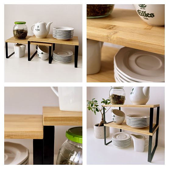 Set of 2 Bamboo Shelves GINGER