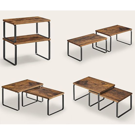 Set of 2 Bamboo Shelves GINGER RUSTIC