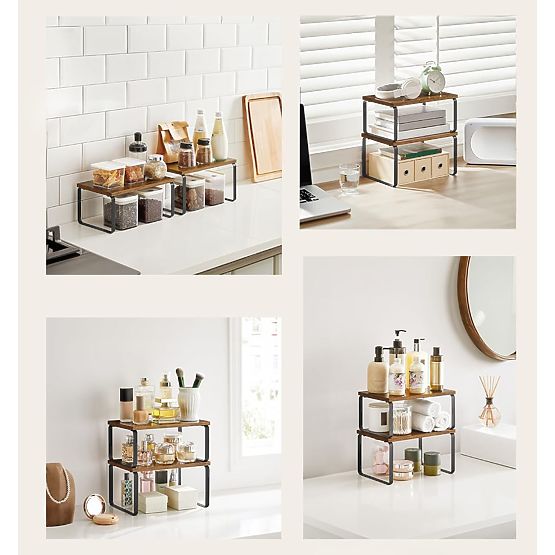 Set of 2 Bamboo Shelves GINGER RUSTIC