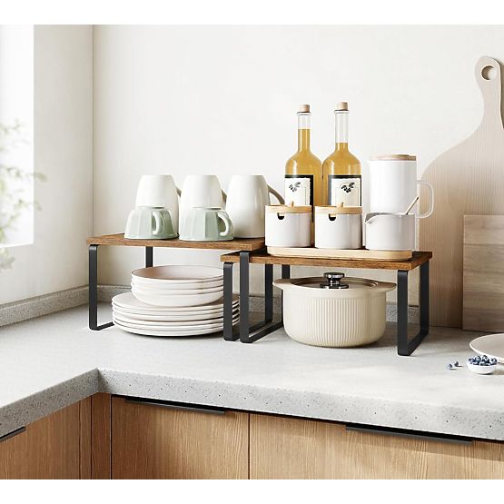 Set of 2 Bamboo Shelves GINGER RUSTIC