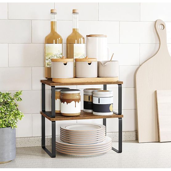 Set of 2 Bamboo Shelves GINGER RUSTIC