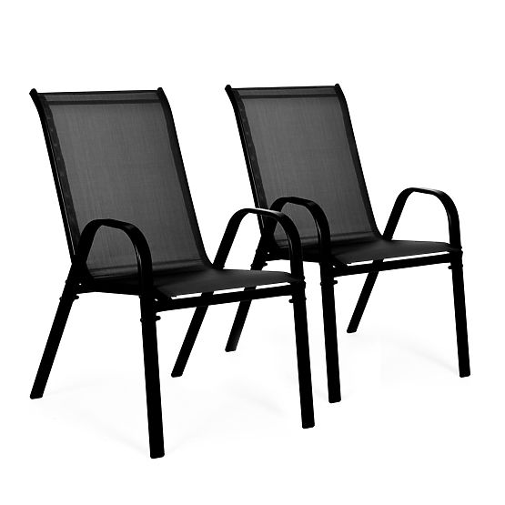 Set of 2 Garden Chairs for Terrace Balcony Black