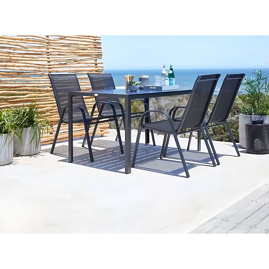 Set of 2 Garden Chairs for Terrace Balcony Black