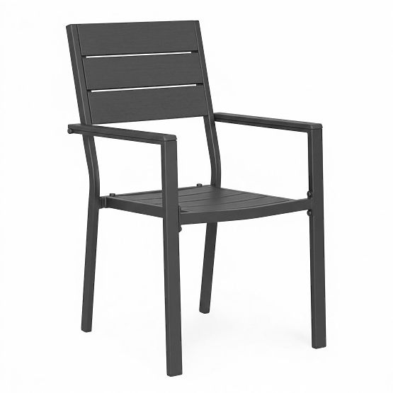 Set of 2 Garden Chairs for Terrace Balcony Steel HDPE Grey MultiGarden