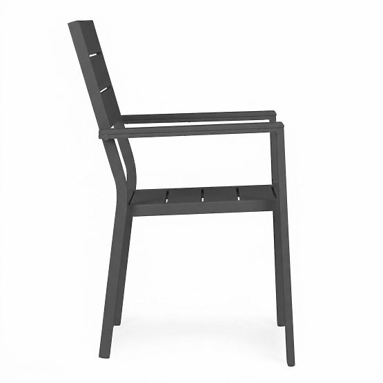 Set of 2 Garden Chairs for Terrace Balcony Steel HDPE Grey MultiGarden