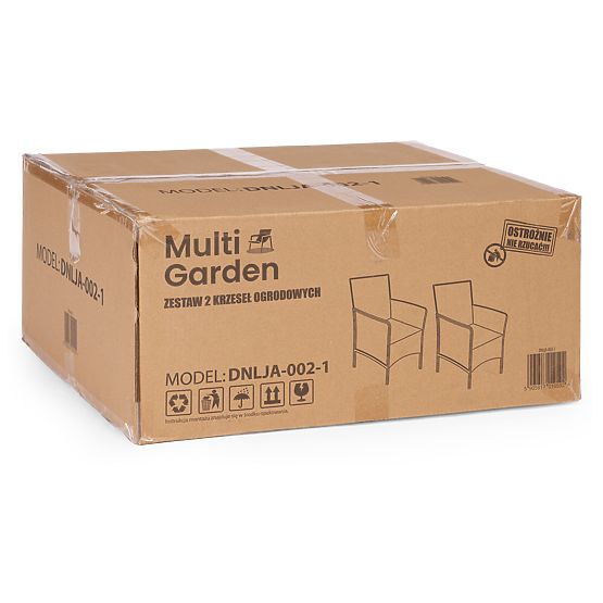 Set of 2 Garden Chairs with Cushion, Balcony, Terrace, Garden Chair Set Black MultiGarden