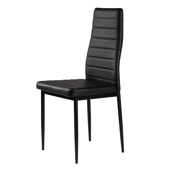 Set of 4 Eco-Leather Chairs with High Backrest - Black
