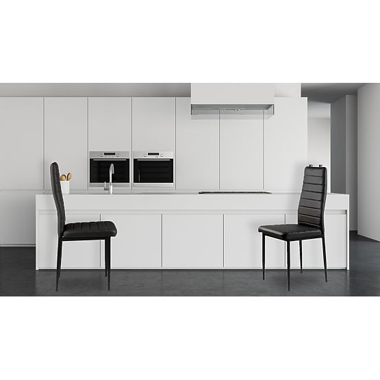 Set of 4 Eco-Leather Chairs with High Backrest - Black