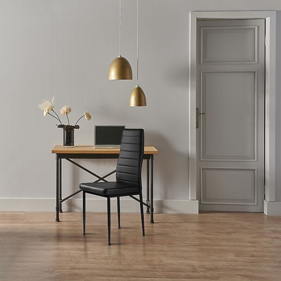 Set of 4 Eco-Leather Chairs with High Backrest - Black