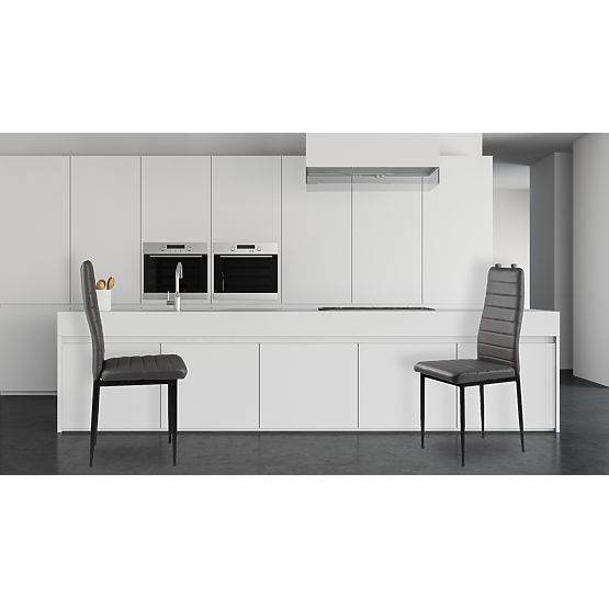 Set of 4 Eco-Leather Chairs with High Backrest - Grey