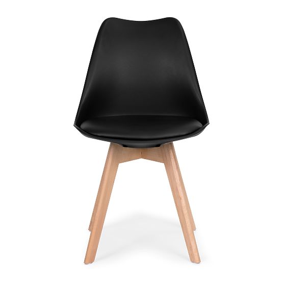 Set of 4 Living Room and Dining Chairs with Eco-Leather Cushion Black ModernHome