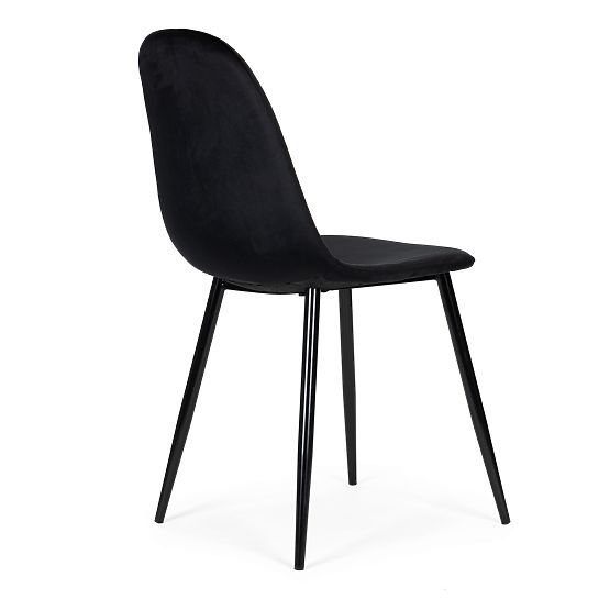 Set of 4 Velvet Chairs for Dining and Living Room - Black