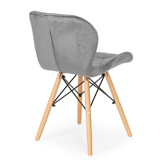 Set of 4 Velvet Chairs for Dining and Living Room - Grey