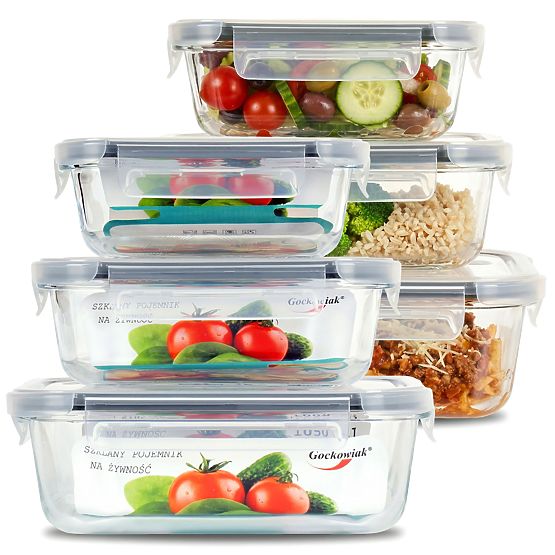 Set of 6 Glass Food Containers AMALFI