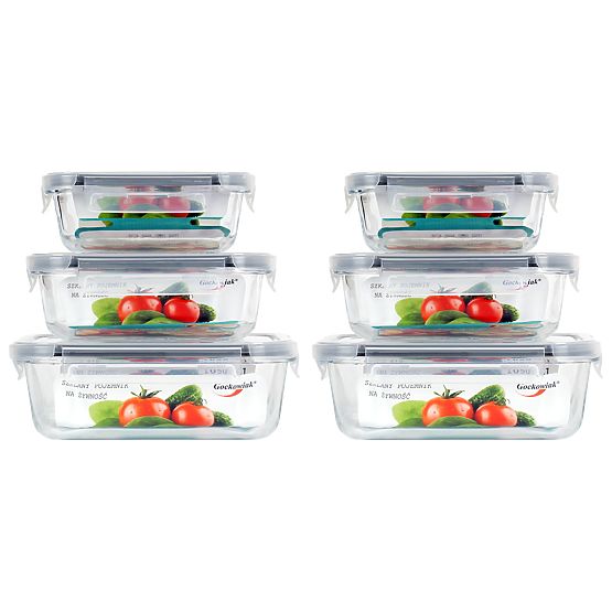 Set of 6 Glass Food Containers AMALFI