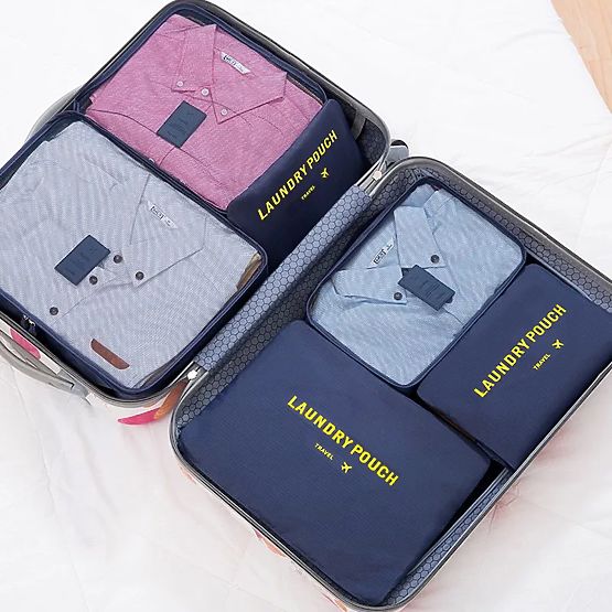Set of 6 Travel Organizers GAVIN Dark Blue