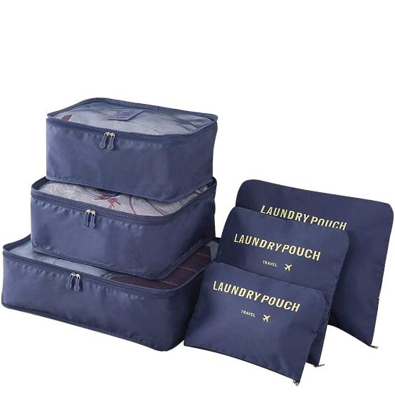 Set of 6 Travel Organizers GAVIN Dark Blue