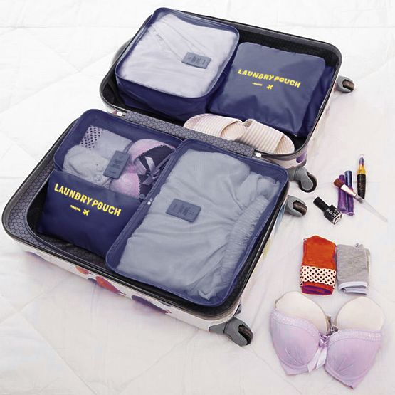 Set of 6 Travel Organizers GAVIN Dark Blue