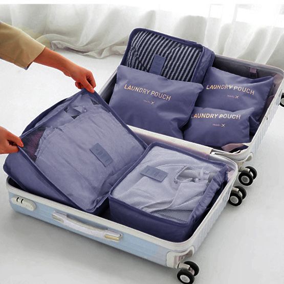 Set of 6 Travel Organizers GAVIN Dark Blue