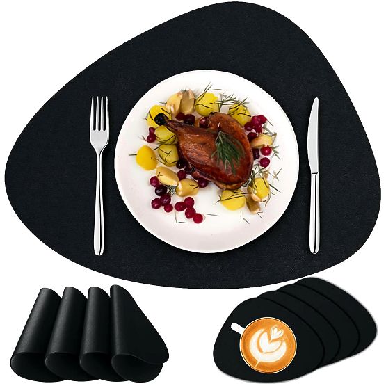 Set of 8 TRIVAL BLACK Table Mats