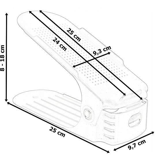 Set of Adjustable Shoe Holders 10 Pieces Grey