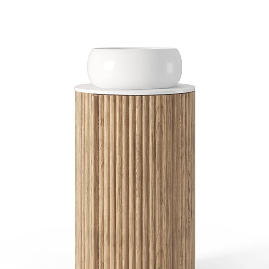 Set of Cabinet with Countertop and Sink La promessa 40 cm, Grooved, Rounded, Oak/White