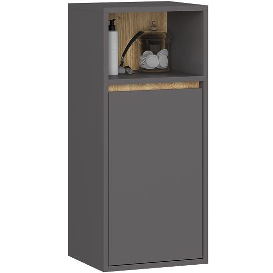 SET OF HANGING BATHROOM FURNITURE VAMI GRAPHITE GRAY / ARTISAN OAK
