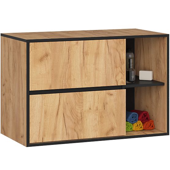 SET OF HANGING BATHROOM FURNITURE VAMI OAK CRAFT / BLACK