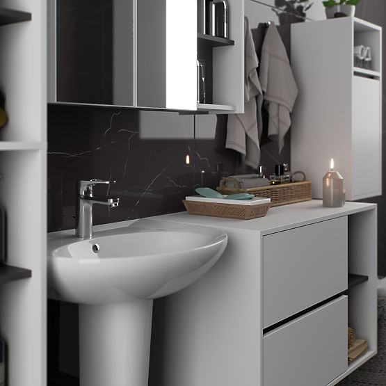 SET OF HANGING BATHROOM FURNITURE VAMI WHITE / GRAPHITE GRAY
