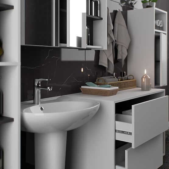 SET OF HANGING BATHROOM FURNITURE VAMI WHITE / GRAPHITE GRAY