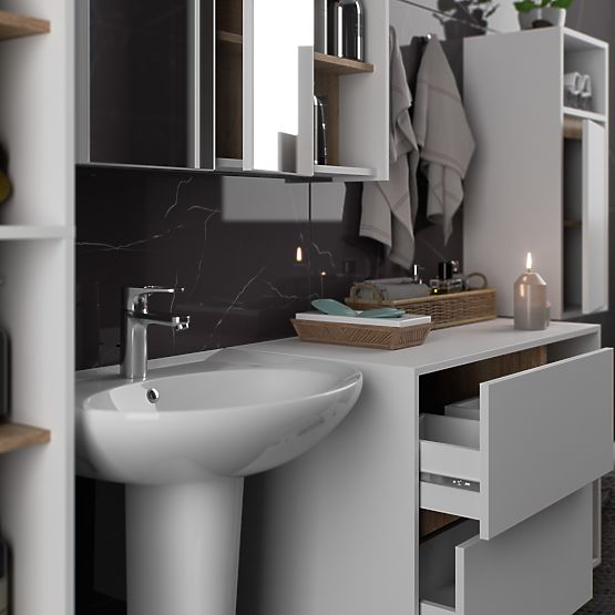 SET OF HANGING BATHROOM FURNITURE VAMI WHITE / SONOMA OAK