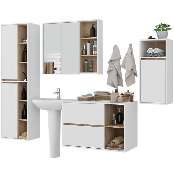 SET OF HANGING BATHROOM FURNITURE VAMI WHITE / SONOMA OAK