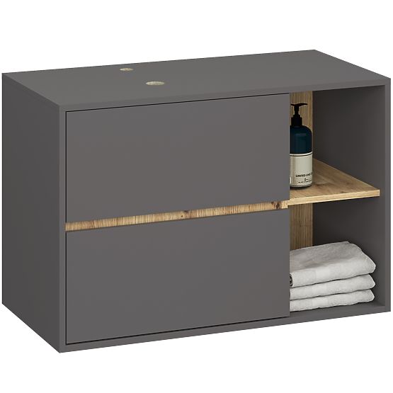 SET OF HANGING BATHROOM FURNITURE WITH OPENINGS VAMI GRAPHITE GRAY / ARTISAN OAK