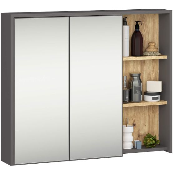 SET OF HANGING BATHROOM FURNITURE WITH OPENINGS VAMI GRAPHITE GRAY / ARTISAN OAK