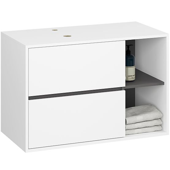 SET OF HANGING BATHROOM FURNITURE WITH OPENINGS VAMI WHITE / GRAPHITE GRAY