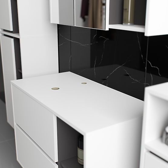 SET OF HANGING BATHROOM FURNITURE WITH OPENINGS VAMI WHITE / GRAPHITE GRAY