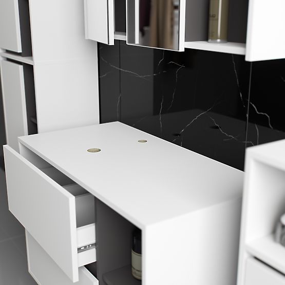 SET OF HANGING BATHROOM FURNITURE WITH OPENINGS VAMI WHITE / GRAPHITE GRAY