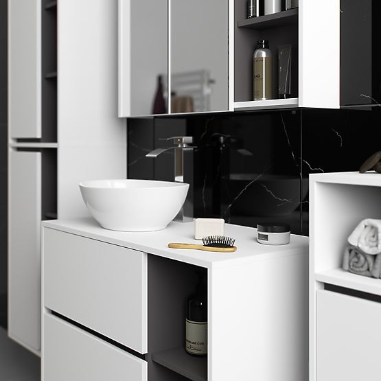 SET OF HANGING BATHROOM FURNITURE WITH OPENINGS VAMI WHITE / GRAPHITE GRAY