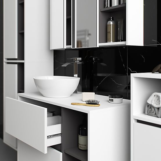 SET OF HANGING BATHROOM FURNITURE WITH OPENINGS VAMI WHITE / GRAPHITE GRAY